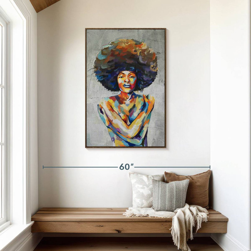 Portrait abstrait, huile, 29" x 43", Floating Frame Walnut