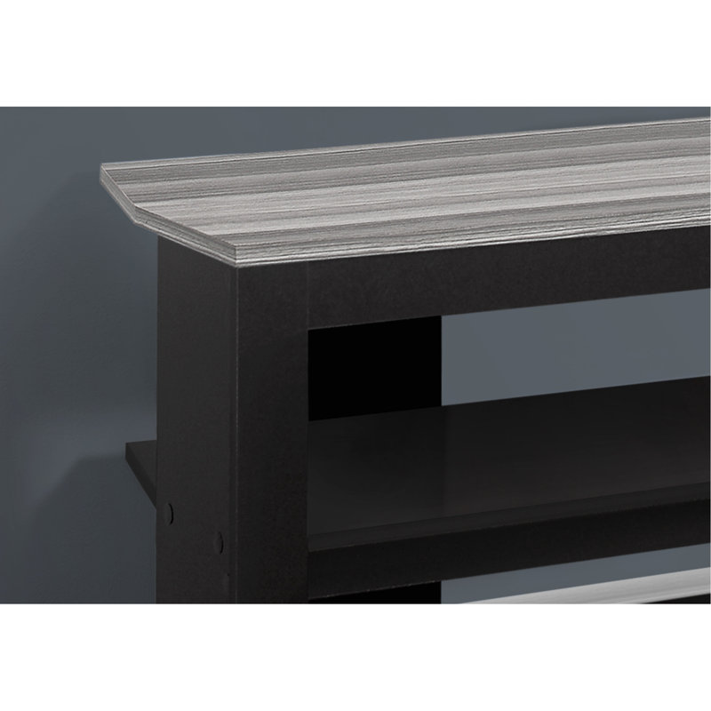 Meuble télé 42 po avec rangement, fonctionnel pour le salon - stratifié noir et gris, centre de divertissement multimédia moderne intrigant, rangement et gris, fascinant
