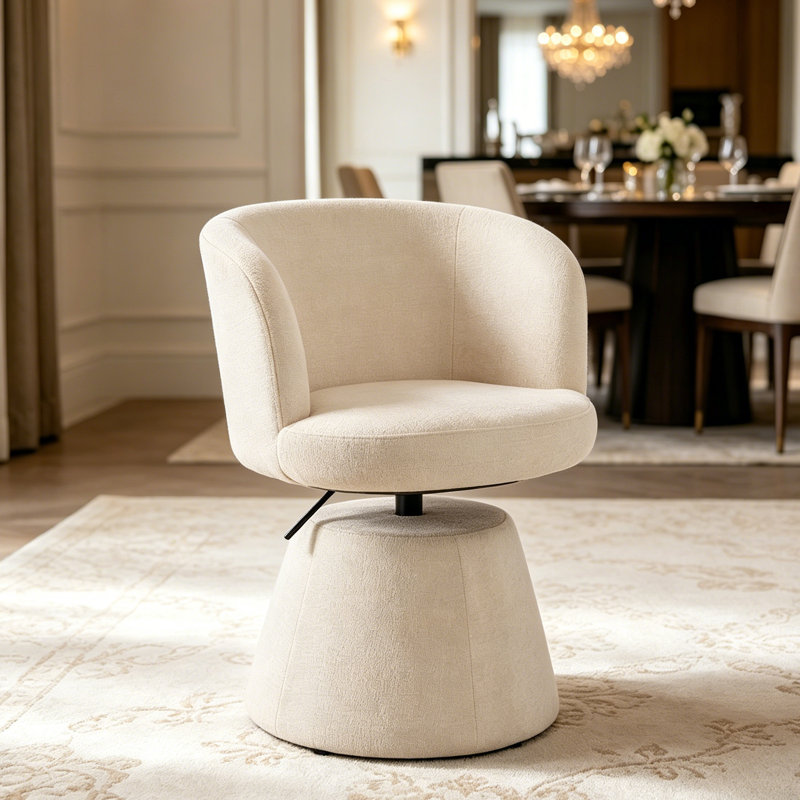 Tabouret de bar pivotant moderne à 360 °, chaise rembourrée à hauteur réglable, Beige