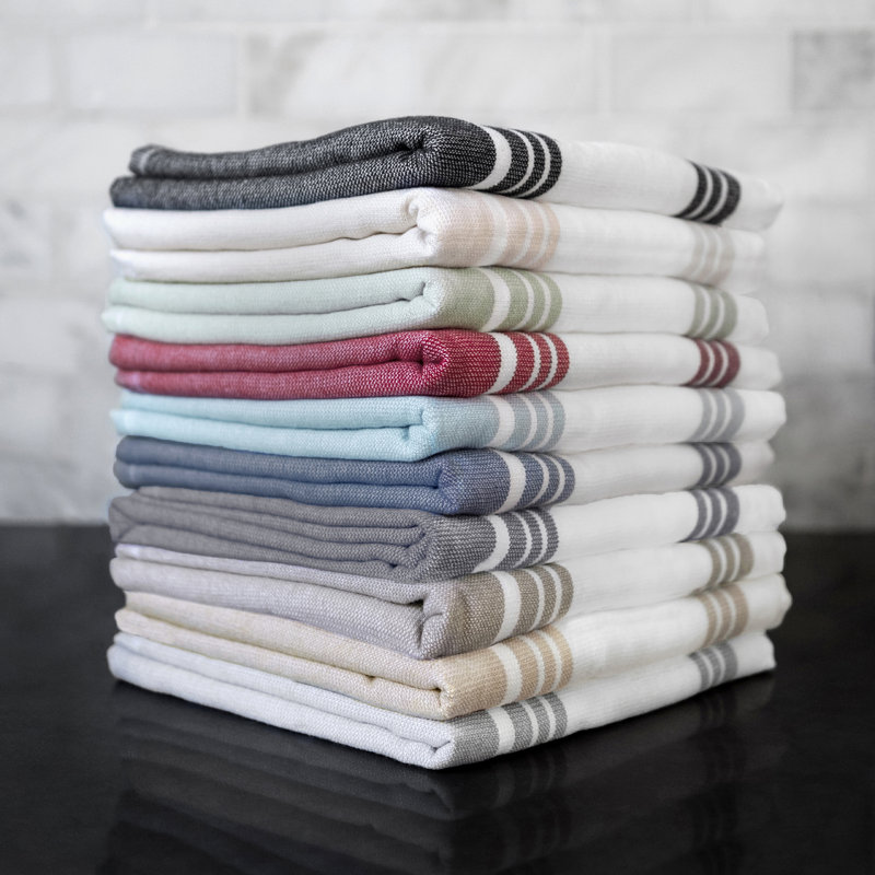 Dual Striped Tea Towel, Indigo