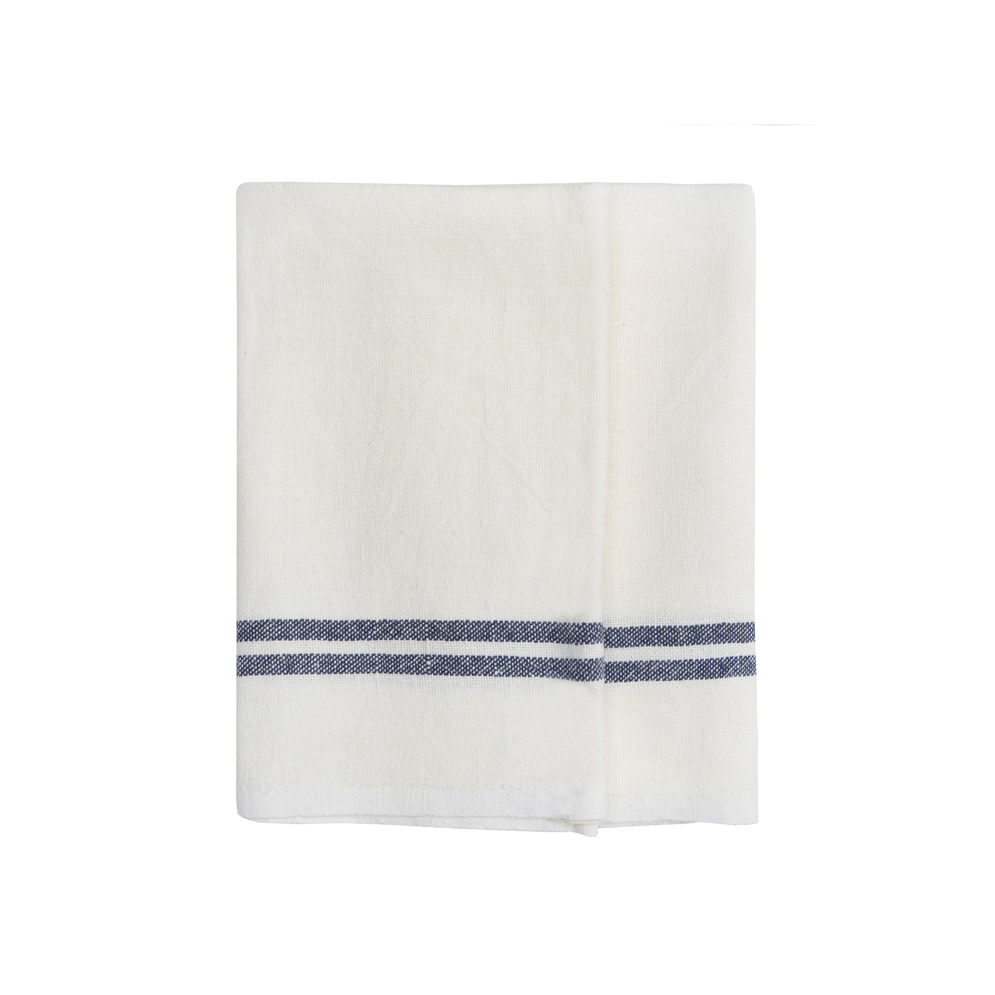 Brookline Stripe Tea Towel Kitchen Towel, Ivory/Navy