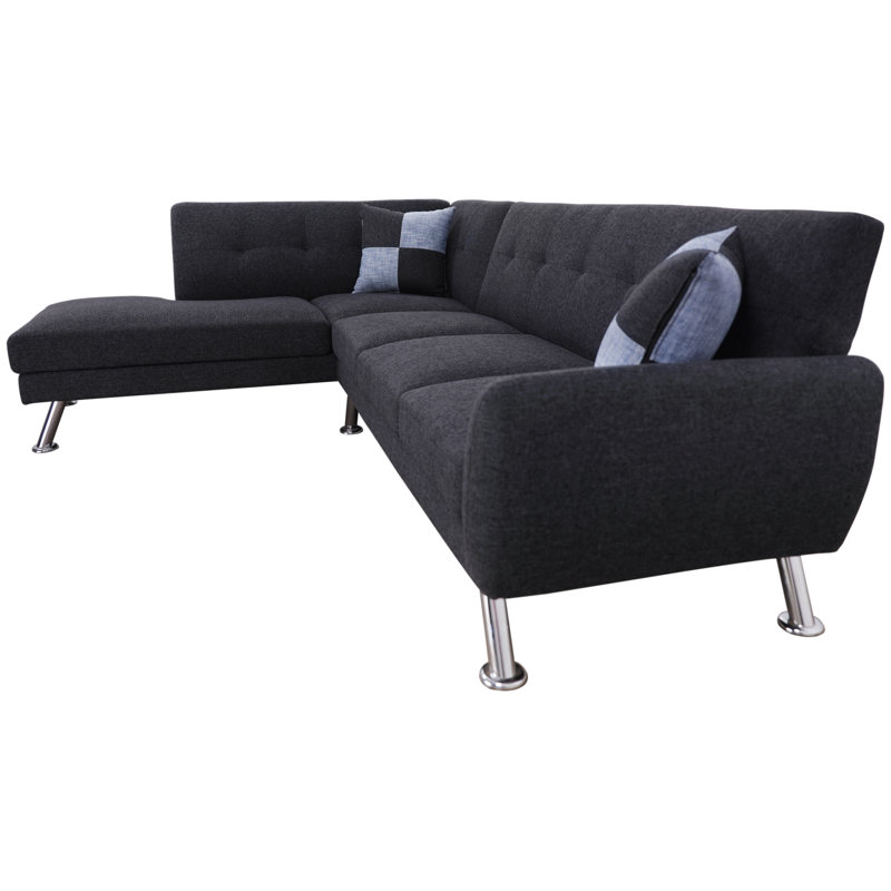 Petersen Upholstered L-Shaped Sectional, Gray, Left Hand Facing