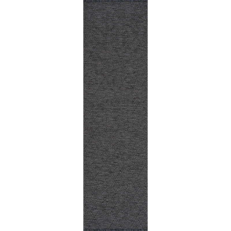 Tapis gris foncé lavable en machine Brenly, Tapis de couloir 2 pi 3 po x 7 pi 7 po