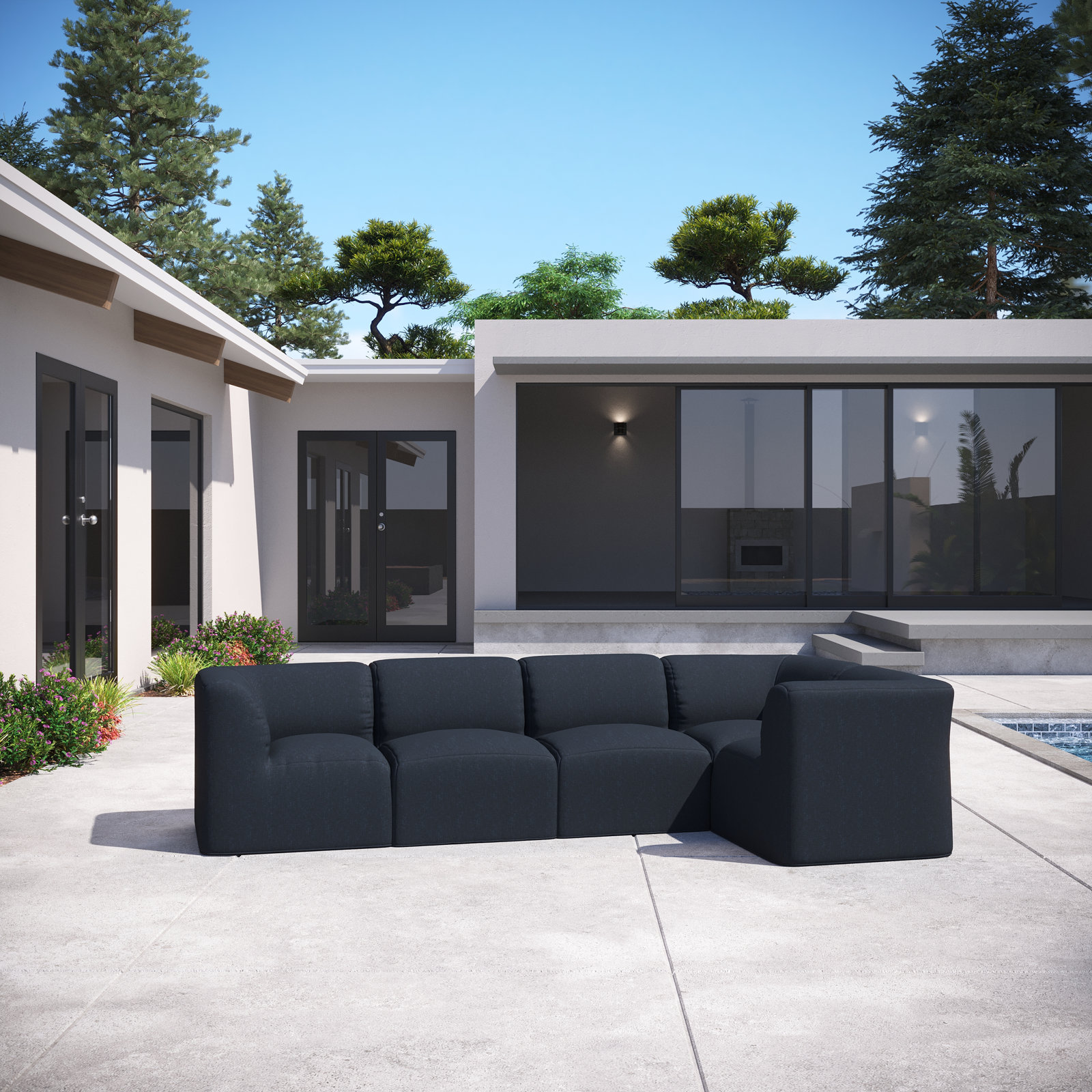 Praia Sunbrella® Patio Seating Group, Canvas Navy Sunbrella® Canvas