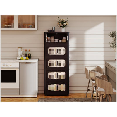 Armoire de rangement pliante de 20 pouces de large avec 4 niveaux, porte magnétique et roulettes pour faciliter la mobilité et économiser de l'espace