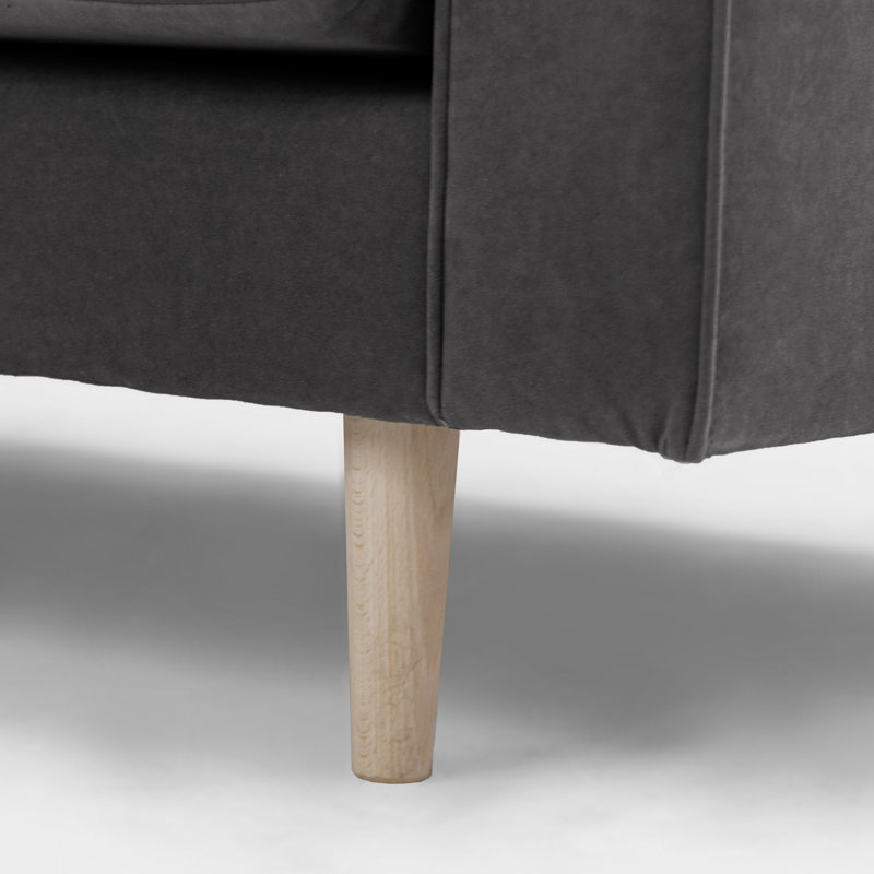 Boubacar 4 Seater Velvet Sofa, Grey, Black