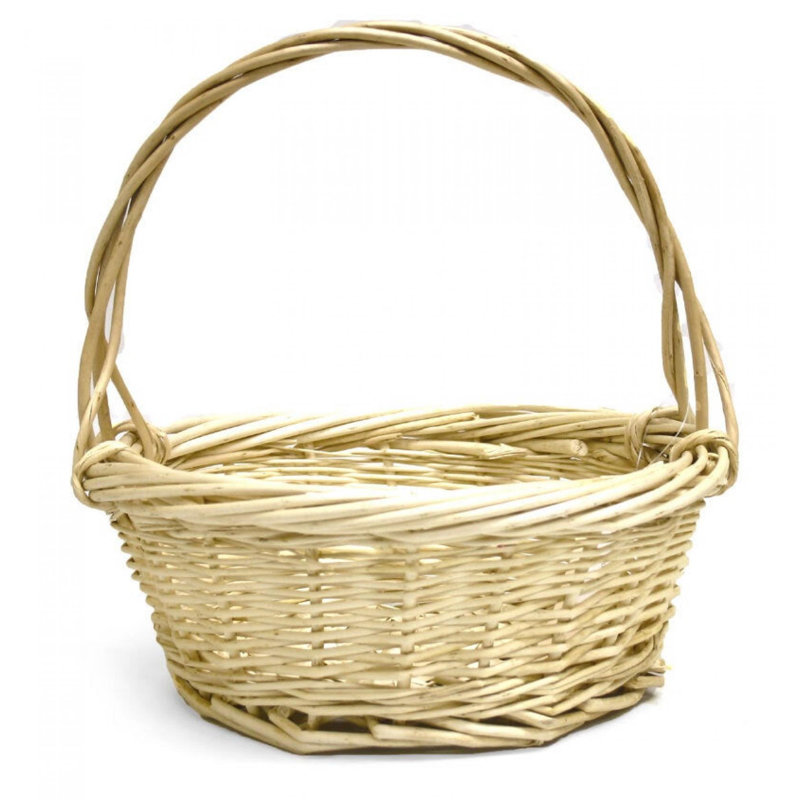 Panier en saule beige à poignée Wlong, H 12 po x l 12,5 po x P 12,5 po