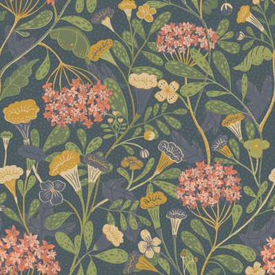 Latika Hydrangea Garden 33' L x 20.9" W Wallpaper Roll