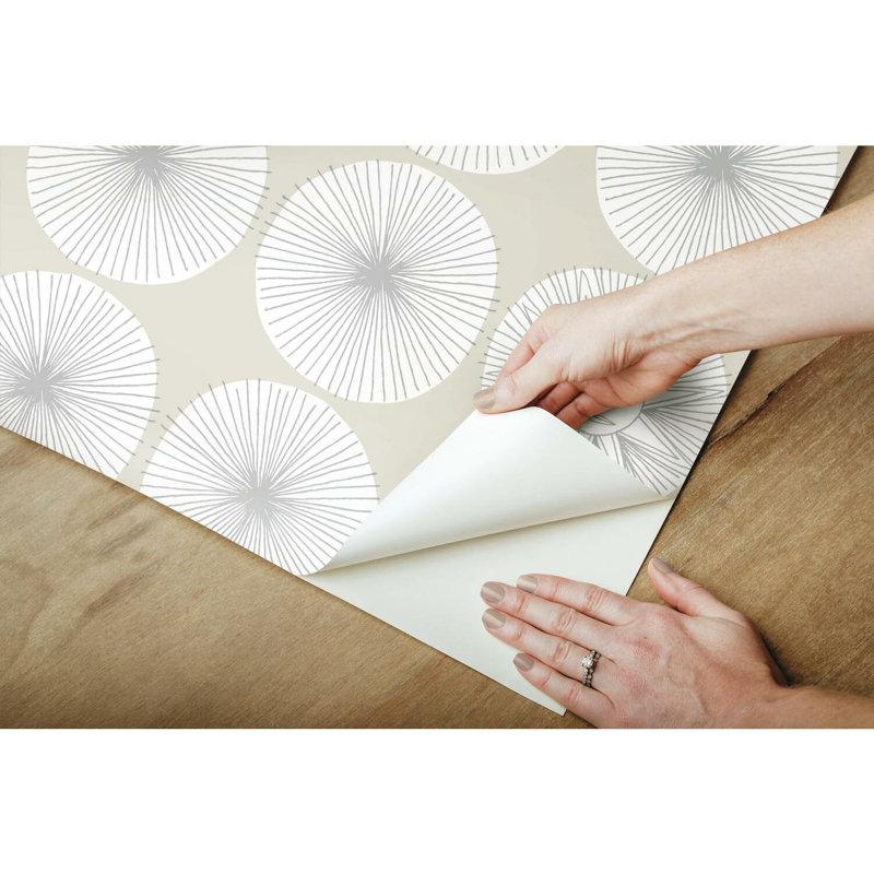Geometric Peel & Stick Wallpaper Roll, Natural/Silver