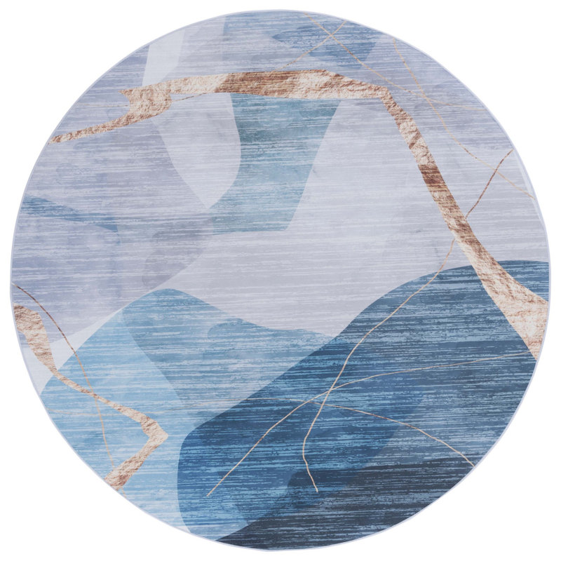 Tacoma Performance Machine Washable Abstract Rug, Round 6'