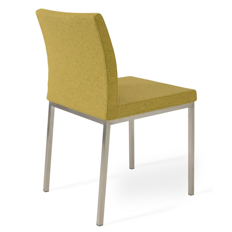Aria Metal Side Chair, Wool Amber, Stainless Steel