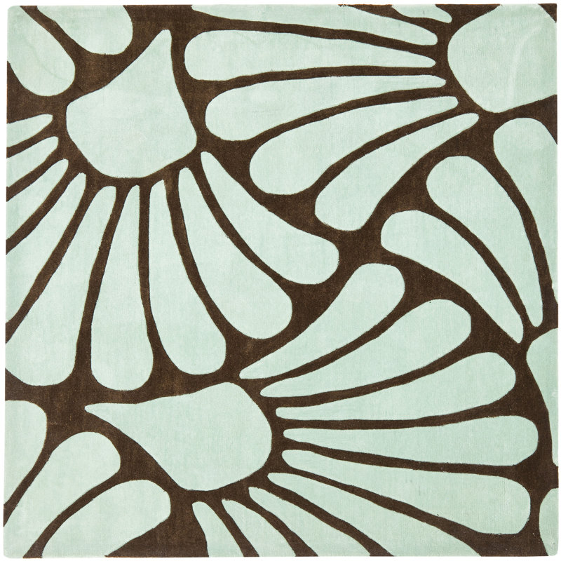 Cohmer Modern Art Hand Tufted Performance Floral Rug, Square 7'