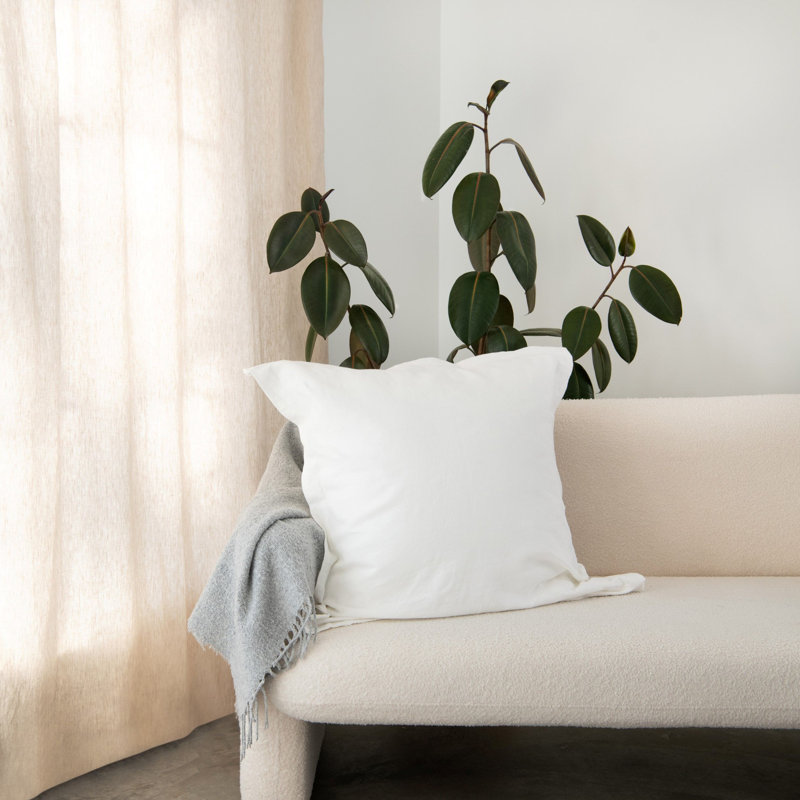 100% French Linen Flanged 26" X 26" Euro Sham, Cream