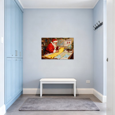 Christmas Santa Claus Reading Map At Desk