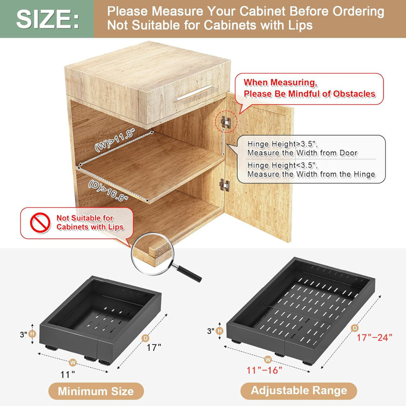 Tiroirs à perceuse 2 pièces, tiroirs coulissants adhésifs, tablettes coulissantes pour armoires, H 3 po x l 11 po x P 17 po