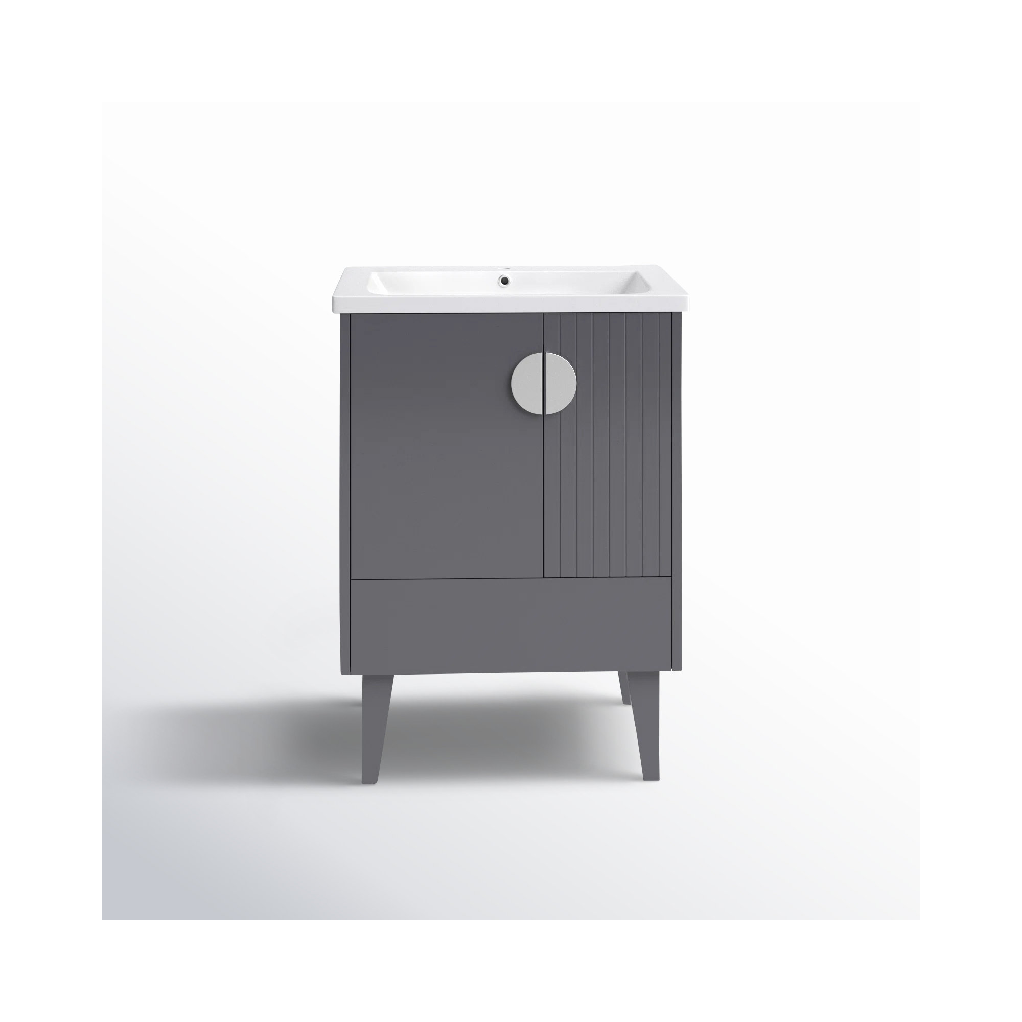 Saimah 24'' Single Bathroom Vanity, Rock Gray, Polished Chrome