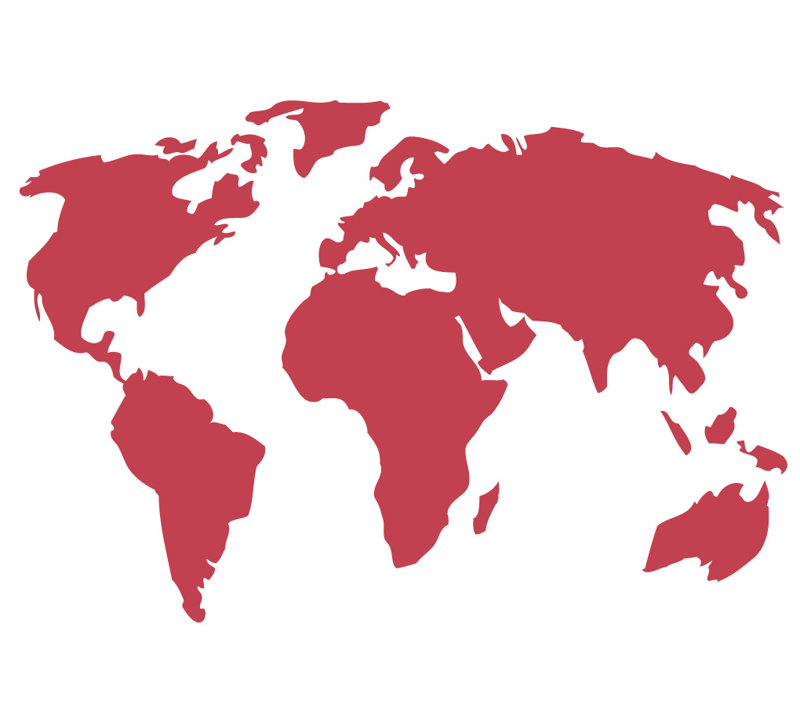 Décalcomanie murale carte du monde, H 22 po x l 32 po x P 0,01 po, Rouge Dahlia