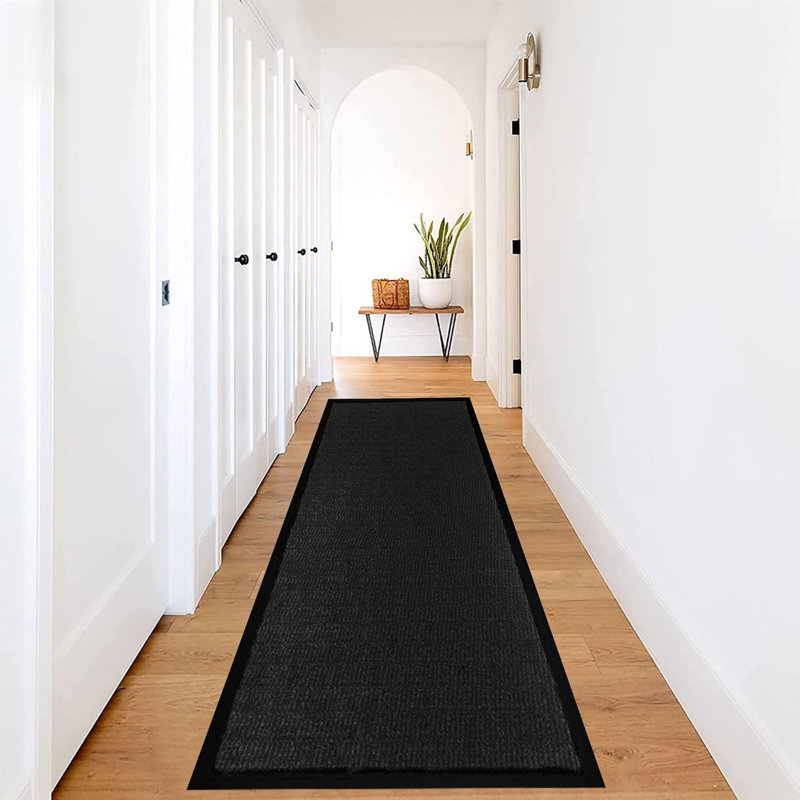 Hallway Runner Rug Heavy Duty Non-Slip Rubber Back, Anthracite 60x160cm Long Runner Dirt Trapper, Water Absorbent, Washable, Carpet for Hallway Kitchen Living Room