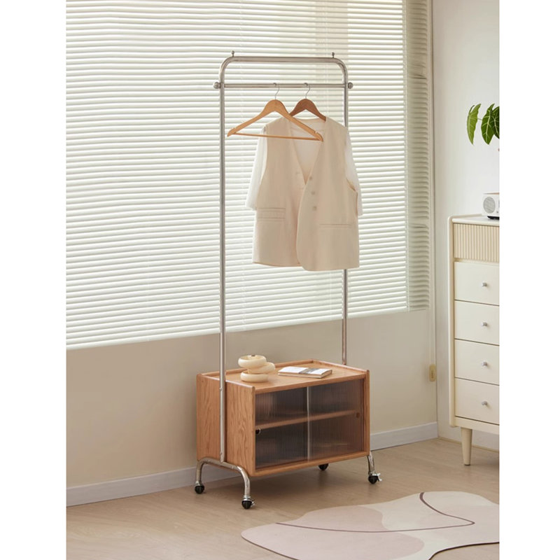 360° Mobile Coat Rack with Dustproof Cabinet