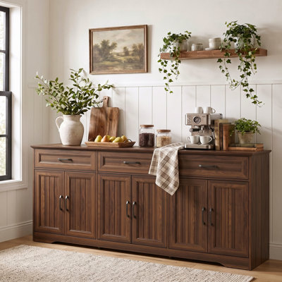 Farmhouse 70" W Sideboard Buffet Cabinet with Adjustable Shelves for Dining & Living Room