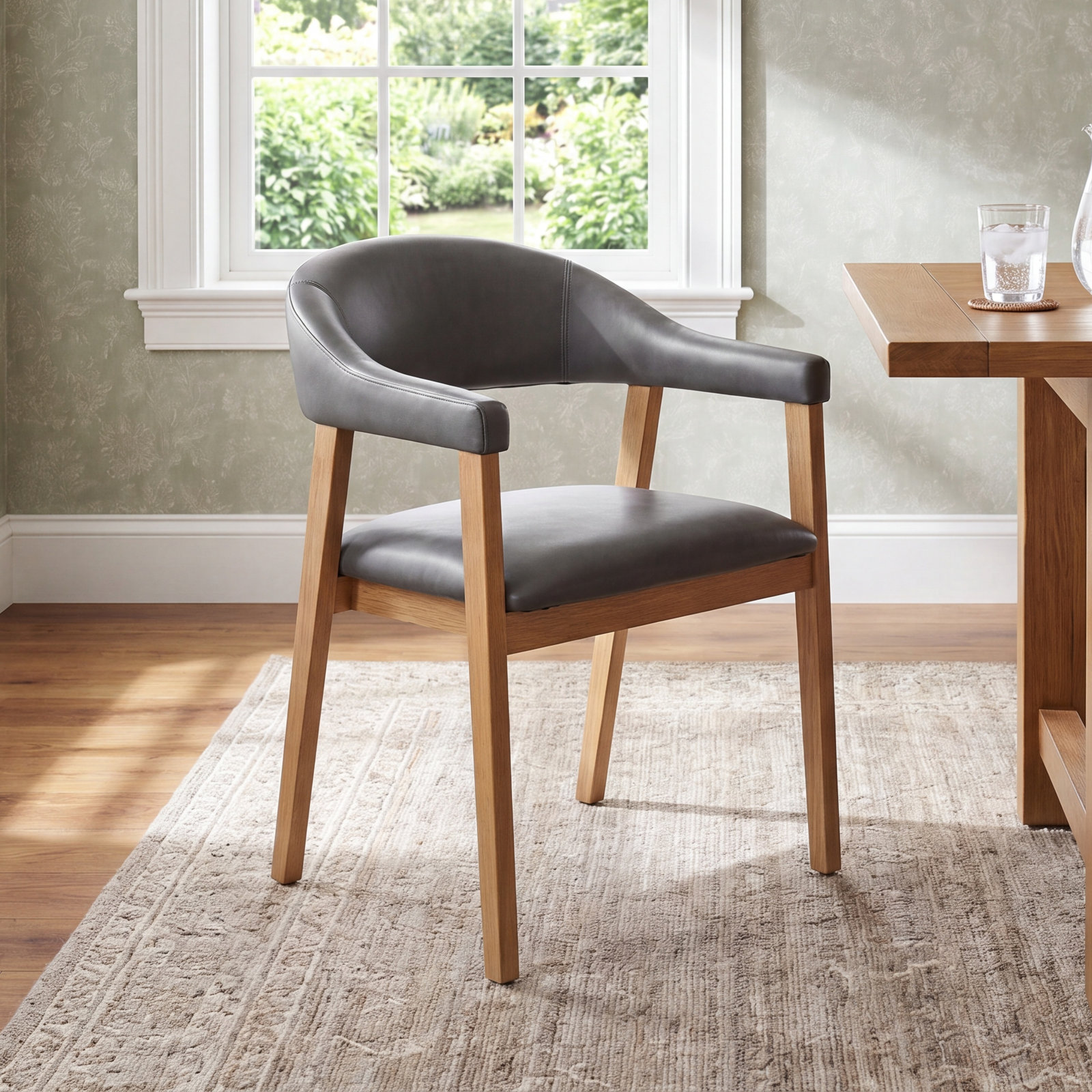 Rosswell Upholstered Dining Chair, Wax Elephant Faux Leather