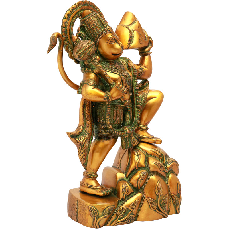 Handmade Statue Decorative Object, Greenish Gold