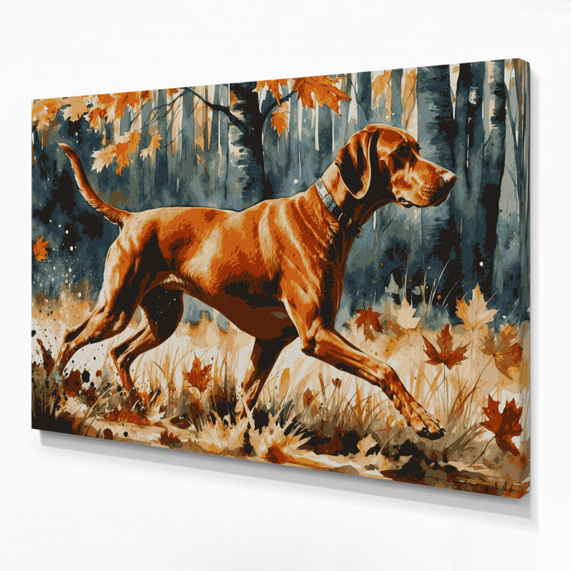 Chiens, art mural sur toile brune Vizsla, H 12 po x l 18 po