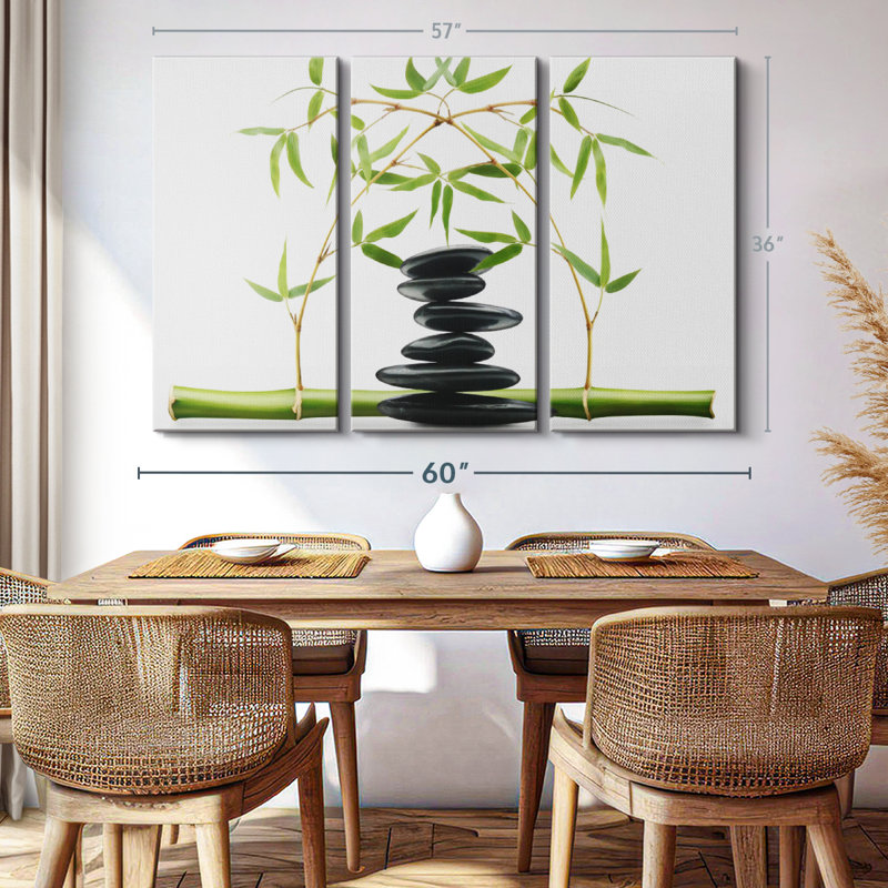 Nature «Galets zen et bambou» sur, H 36 po x l 57 po