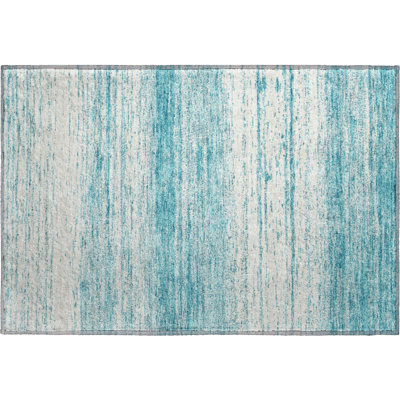 Premium Machine Washable Prisco Teal Rug