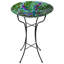 18" Colourful Dragonfly With Green Leaves Hand Painted Glass Outdoor Patio Birdbath