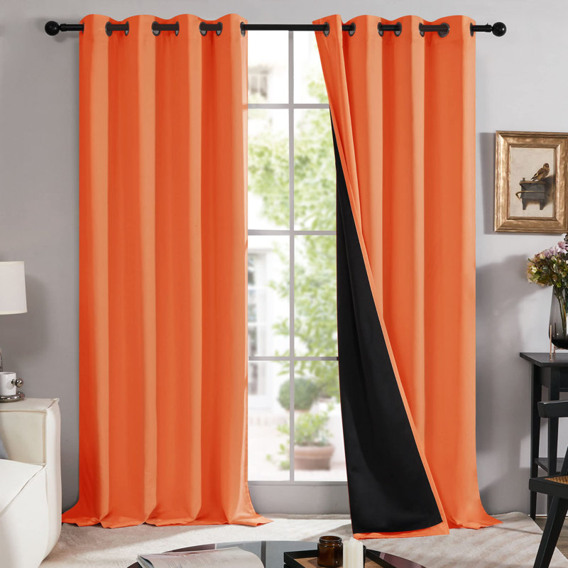 100 Percent Blackout with Liner Grommet Curtain Panel (Set of 4), 52" W x 95" L, Burlywood
