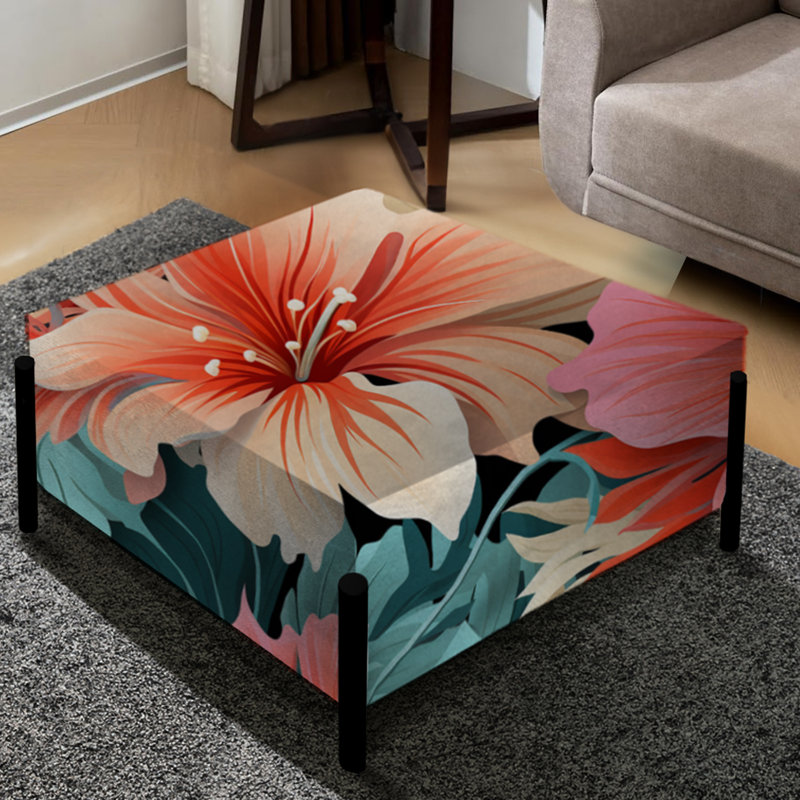 Coral Mirage Vi motif tropical - grand repose-pieds carré tropical