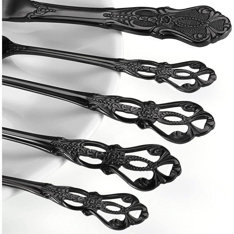 Ensemble 20 pièces d'ustensiles de couverts en acier inoxydable antirouille noir 20 pièces, Noir