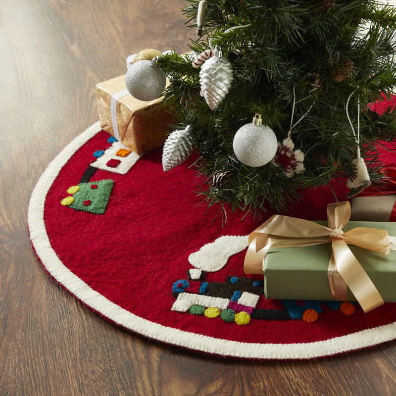 Handmade Toy Train Tabletop Tree Skirt 26"