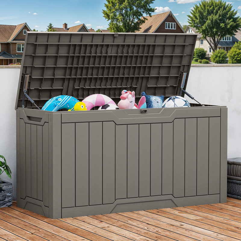 Balconera Water Resistant Resin Lockable Deck Box, 100, Cream