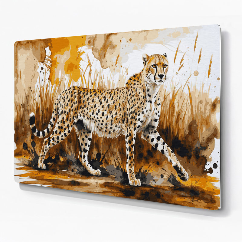 «Big Cats Kenyan Cheetah», art mural en métal beige, H 12 po x l 18 po