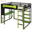 Lit mezzanine en bois avec bureau Everly, tablettes, prise de courant, ports USB / Type-C et éclairage RVB-127343387
