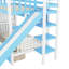 Lit superposé Twintwin avec glissade, 2 tiroirs et 3 tablettes en bleu. Fabrication en bois massif de plus de 6 ans. Longueur de 106,3 po x largeur de 76,6 po et hauteur de 72,8 po. Capacité de poids de 250 lb par lit. Pas de sommier tapissier-130429129-130429131