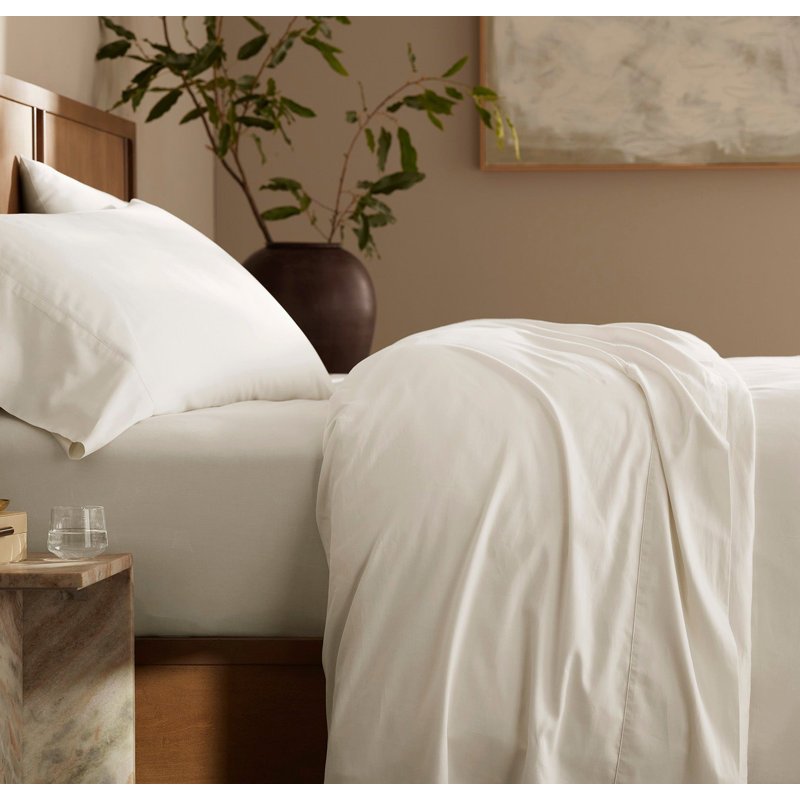 Signature Hemmed Sheet Set, Cream, Queen Sheet Set with 2 Pillowcases