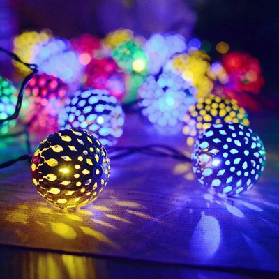 Deamon 19.7ft 40LED Moroccan Globe Garden String Fairytale Lights Multicolor Battery Operated