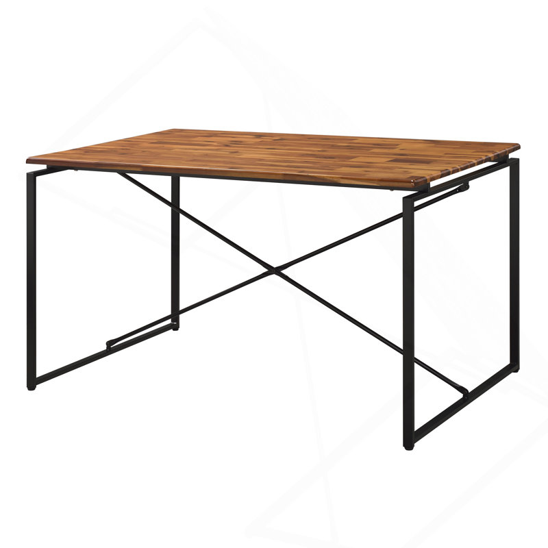 Table de salle à manger chêne et noire avec base en métal