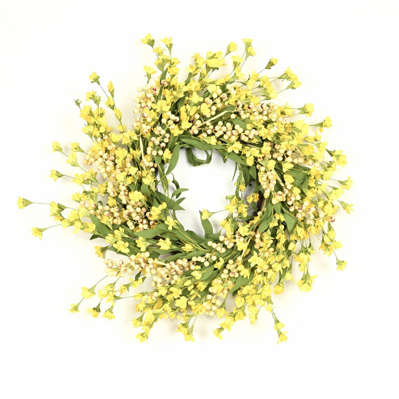 Couronne de porte artificielle 22 po, Jaune