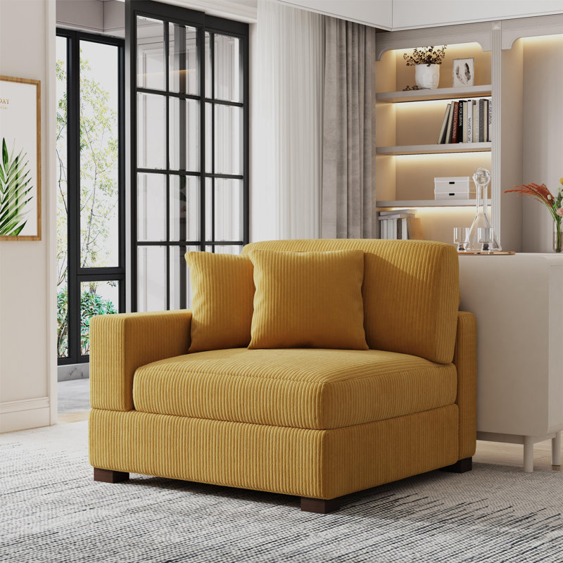 Yalisa 104.4 Cm Wide Armchair, Orange Corduroy