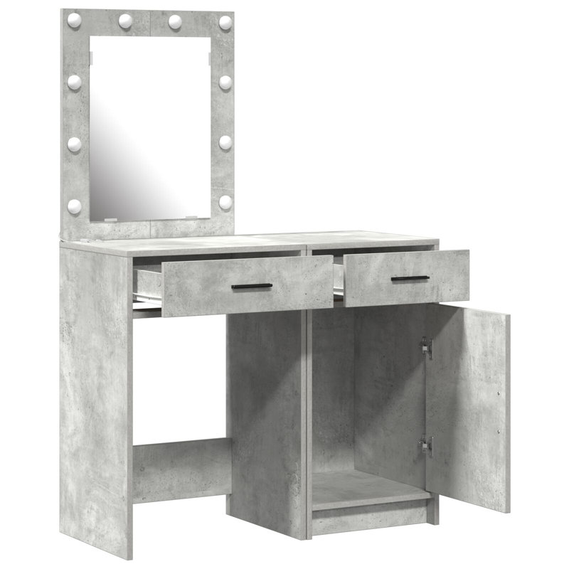 Dressing Table with Mirror, Concrete Grey
