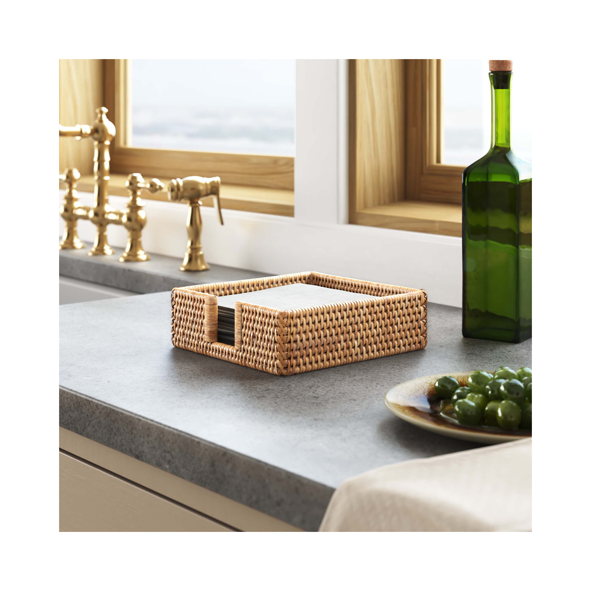 Camden Luncheon with Cutout Napkin Holder, Honey Brown