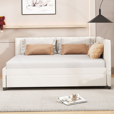 Full Upholstered Daybed with Trundle Sofa Bed Frame