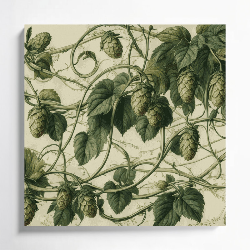 «Botanical Hops», art mural sur toile beige, 12" H x 12" W