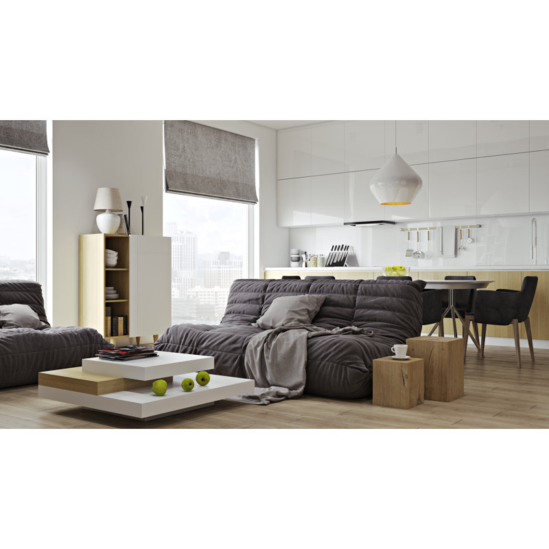 Desirre Solid Coffee Table, Oak / White