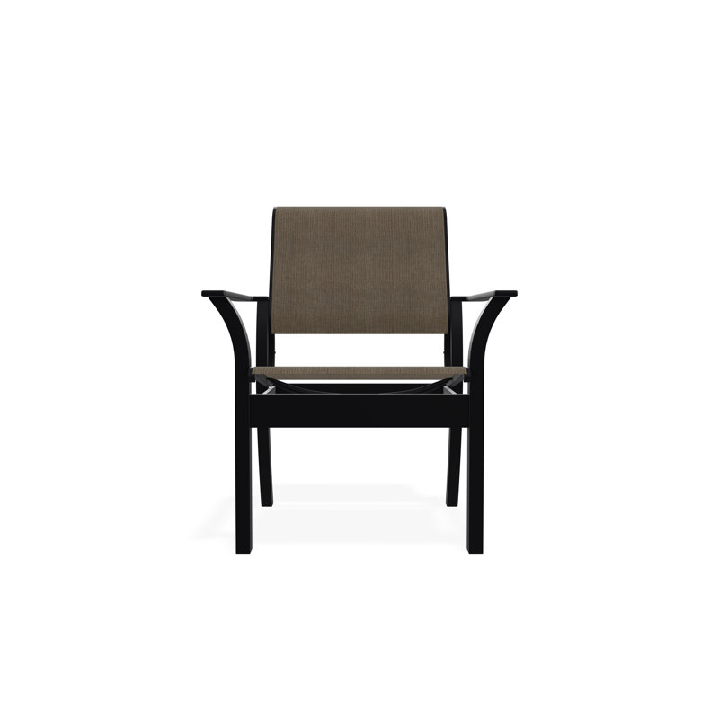 Leeward Sling Marine Grade Polymer Stacking Cafe Chair, Black, Kora
