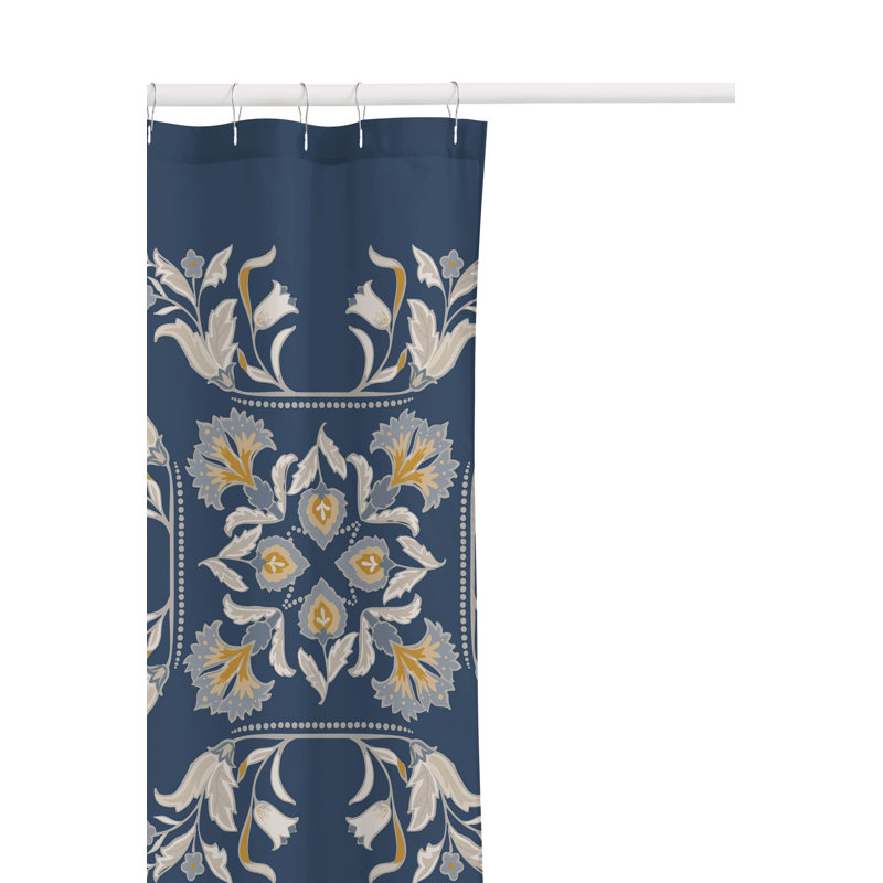 Rideau de douche léger Rumi, Bleu marine/blanc